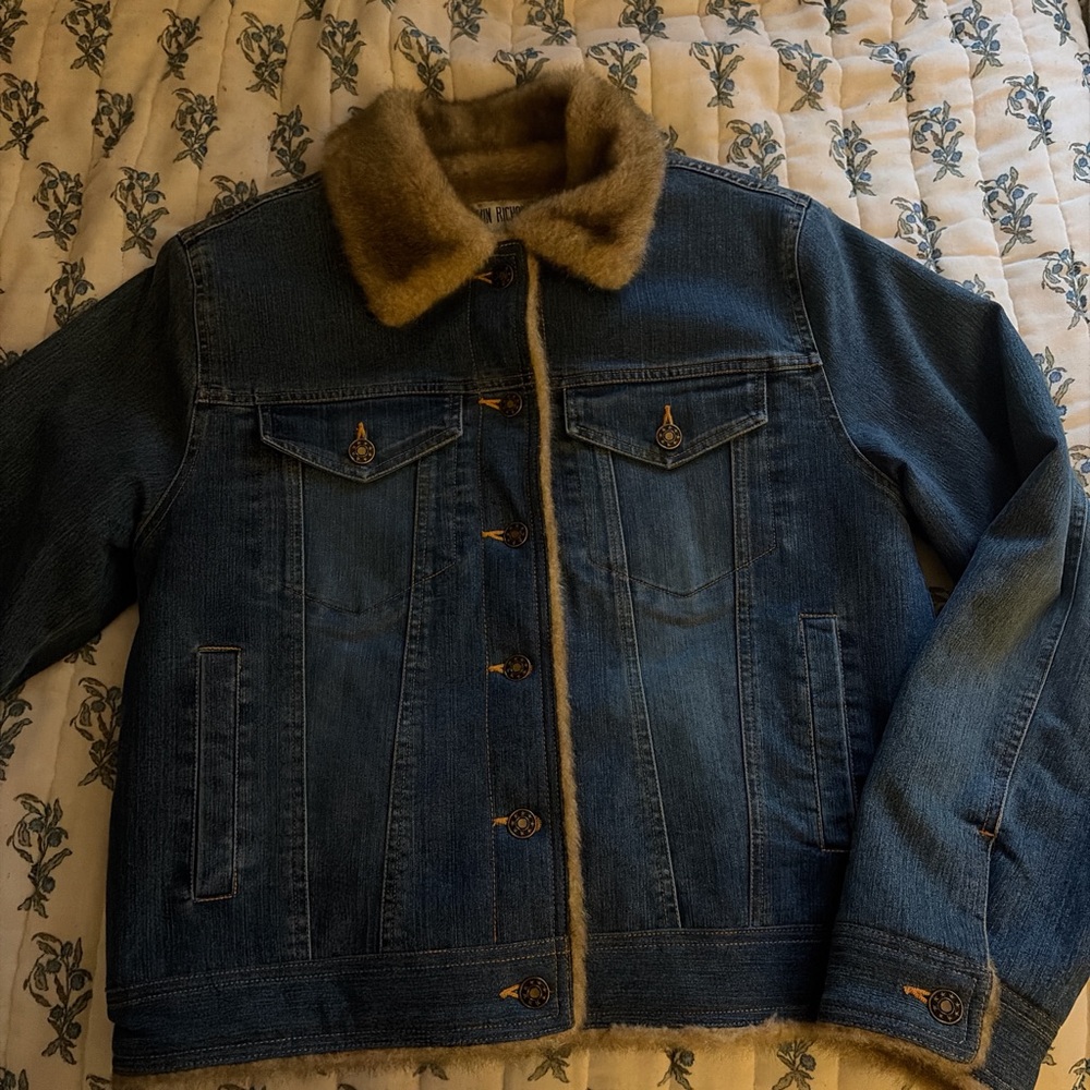 Denim Jacket with Faux Fur Collar